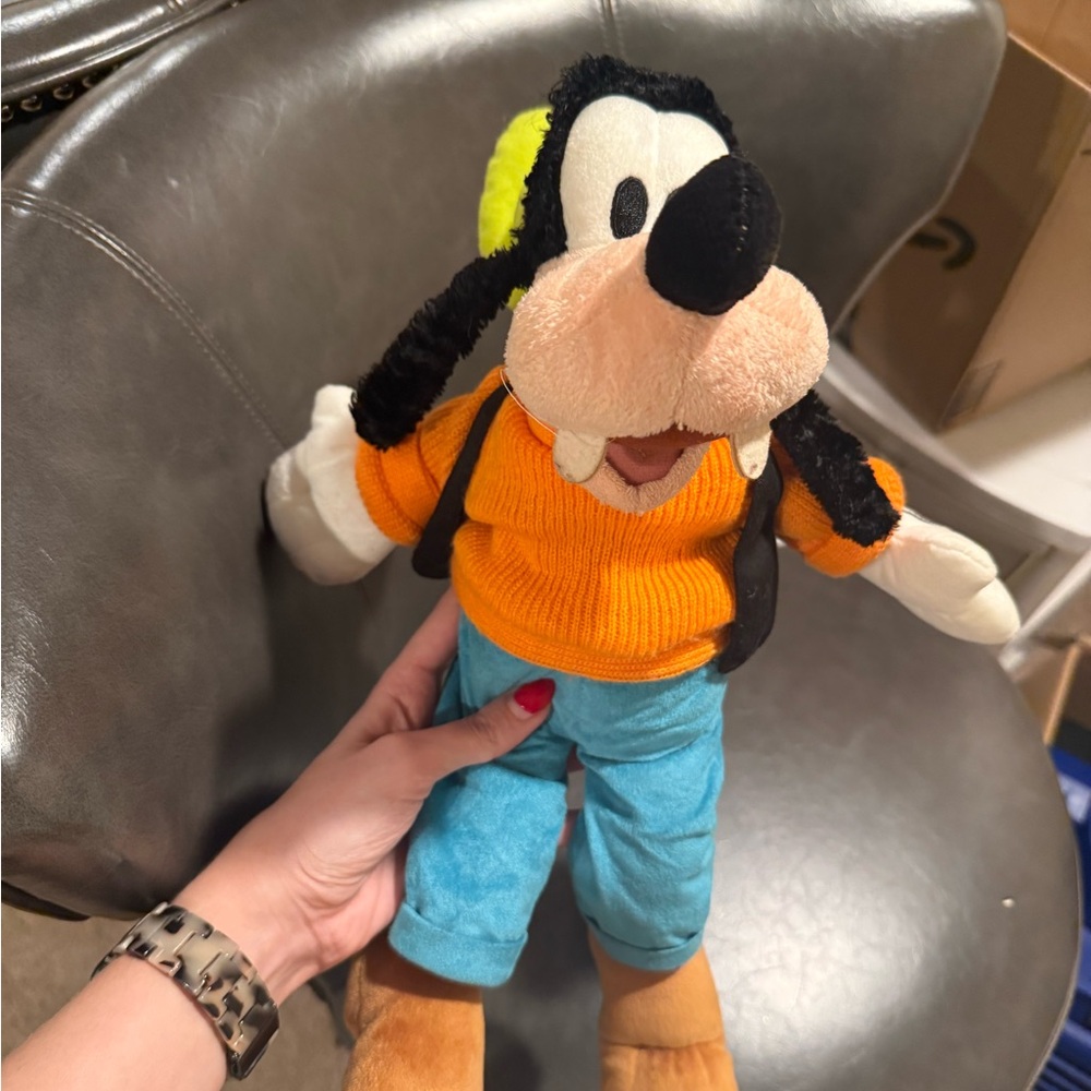 Goofy Plush Doll with Orange Sweater and Blue Shorts